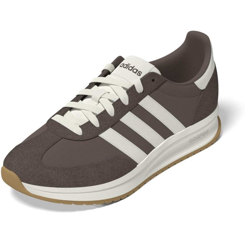 Adidas Brown and White Retro Sneakers with Signature Stripes